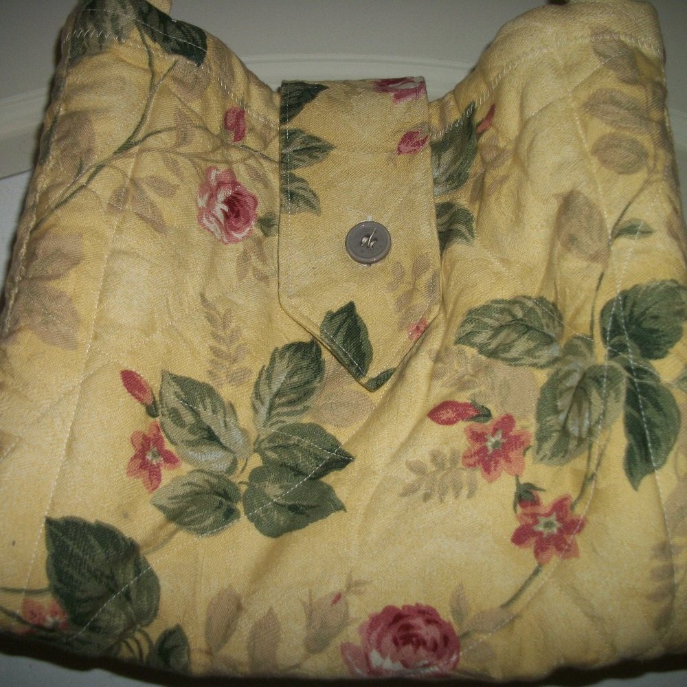 FARM VINTAGE CURTAIN MATERIAL HAND M QUILTED BAG